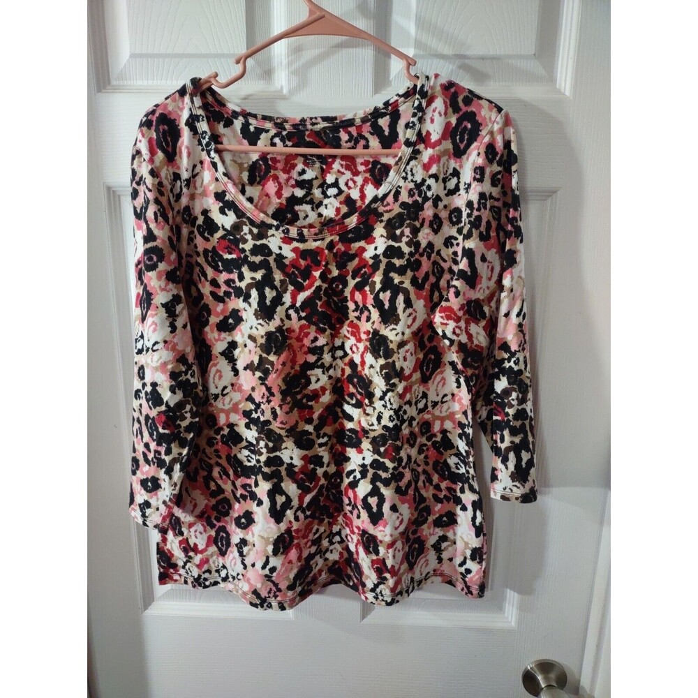 Style & Co Top Size L Multicolor 3/4 Sleeve Abstract